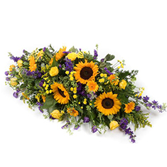 Purple &amp; Gold COFFIN Spray